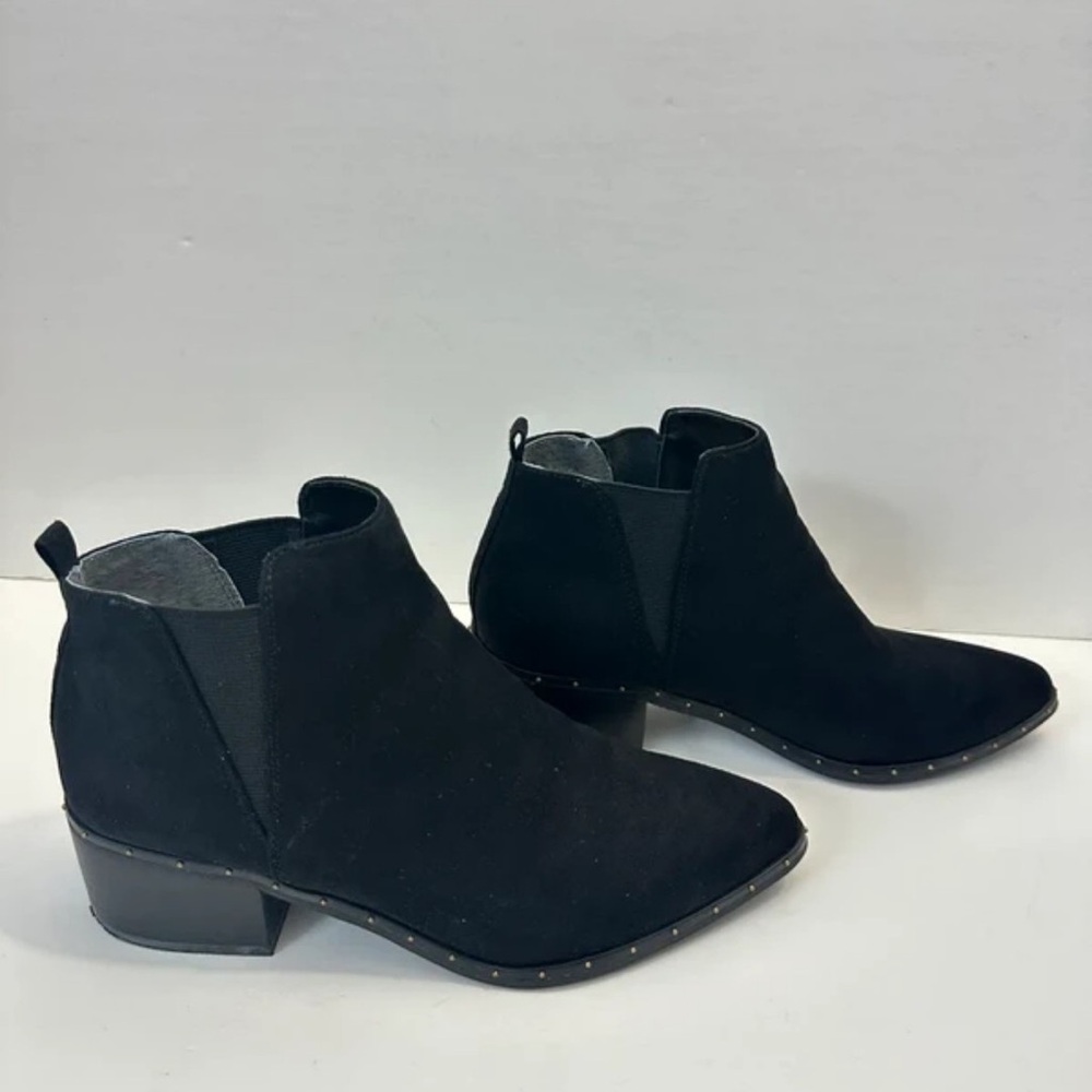 Bar III Black Suede Chelsea Ankle Booties with Studded Trim